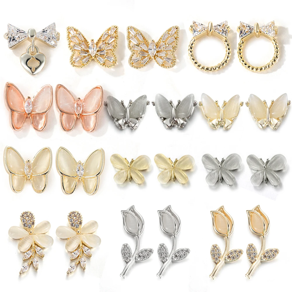 

2pc Quality Luxury Zircon Crystal Rhinestones for Nail Alloy Gold Nail Art Decorations Fashion Chains Tassel Jewelry Ornaments