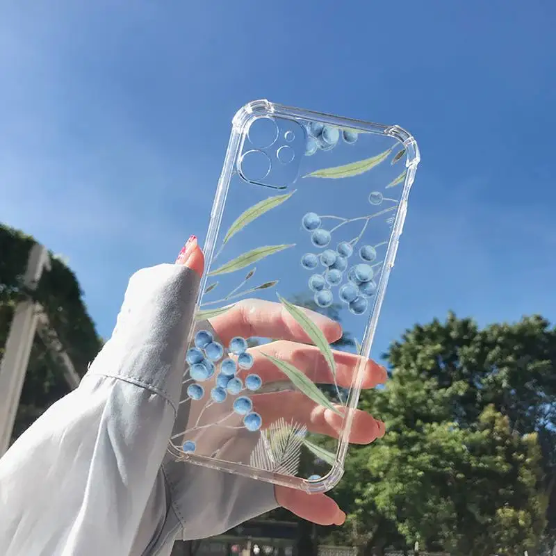 

Watercolor plants with flowers Phone Case Transparent for Clear iPhone 11 12 8 7 6 6S XS MAX Plus X 5S SE 2020 XR mini pro