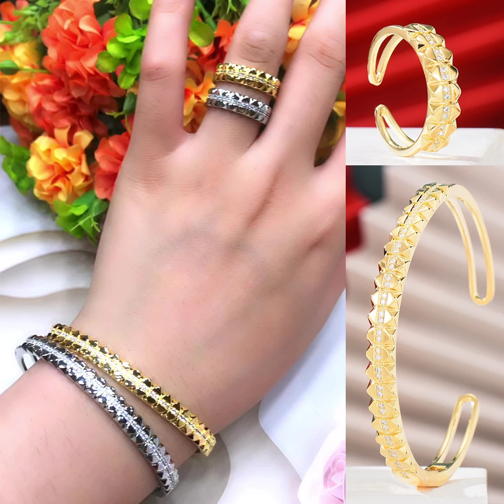 

KellyBola Luxury Shiny Bracelet Ring Exquisite Zircon Jewelry Set High Quality Ladies Party Anniversary Accessories 2021 New