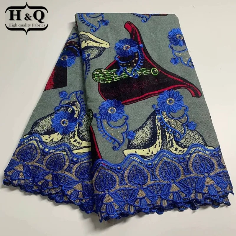 

H&Q newest african batik lace wax fabric 100% cotton embroidery 6 yards/piece nigerian guipure laces water soluble fabrics H1040