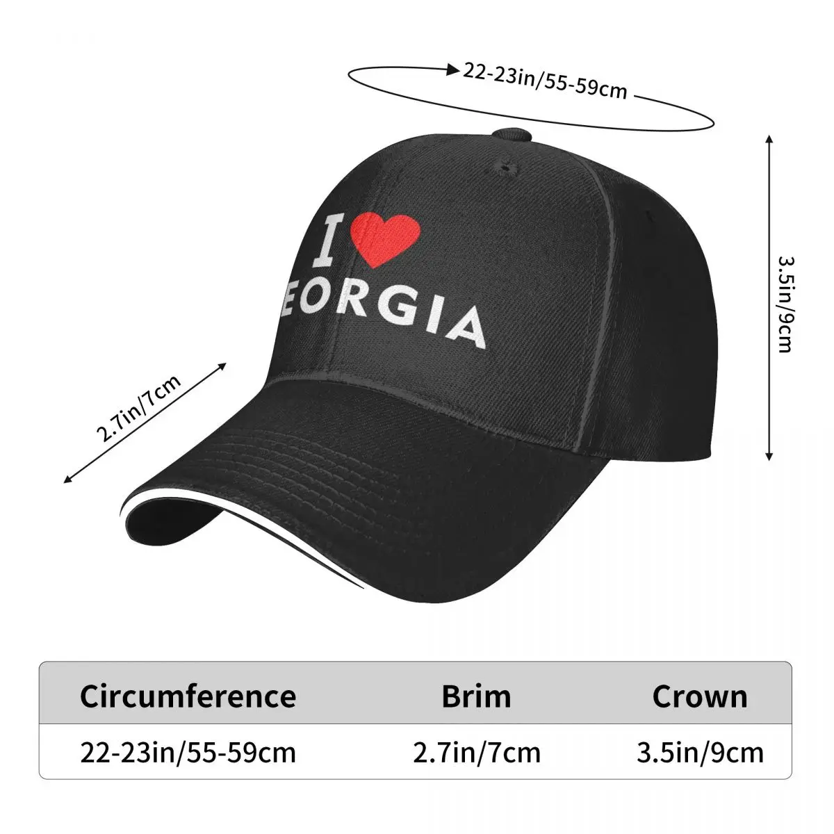 

Love GEORGIA Men's New Baseball Cap Fashion Sun Hats Caps for Men and Women