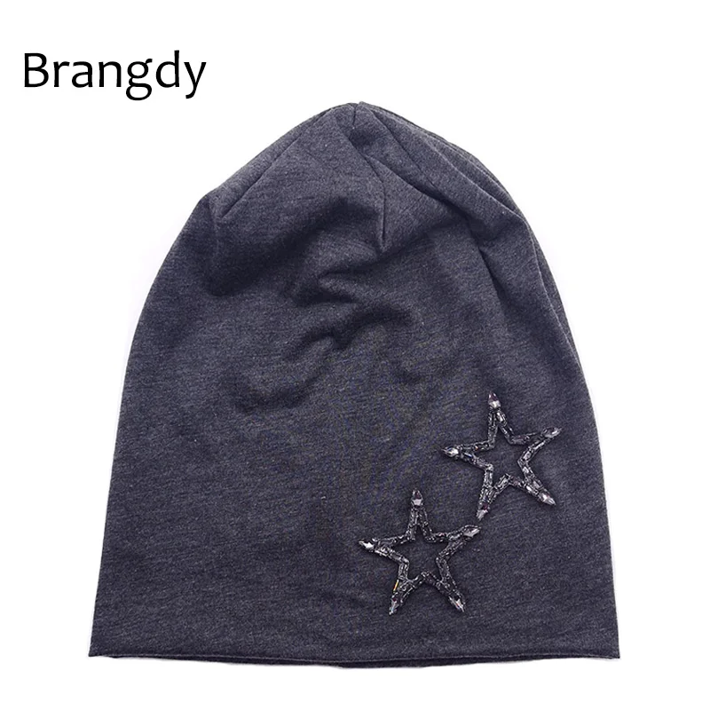 Новинка 2019 женские хлопковые шапки Стразы с напуском для дам весна осень