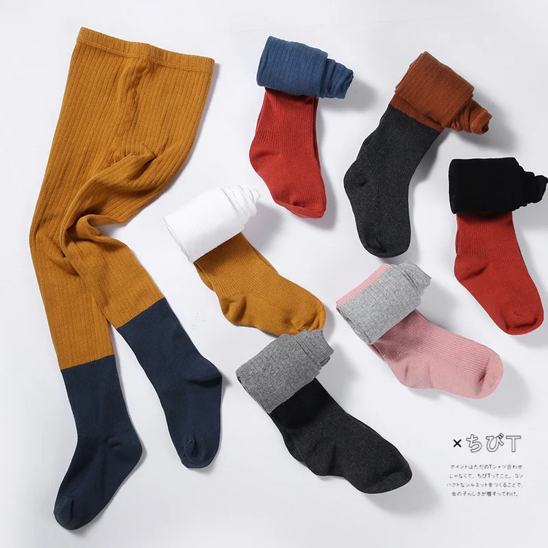 Лоскутные колготки для девочек детские трикотажные брюки облегающие леггинсы