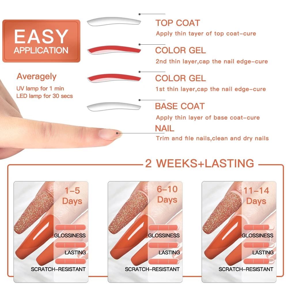 

MEET ACROSS 12pcs Gel Nail Polish Set 8ml Manicure Set For Gel Varnish Nail Art Nail Kit Semi Permanent Nail Gel Polish