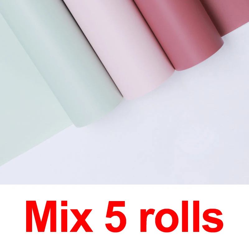Mix 5rolls 60 см* 15 ярдов/рулон цветок оберточная бумага монохромная крафт-бумага букет оберточная бумага подарок свадебное украшение - Цвет: Mix 5rolls