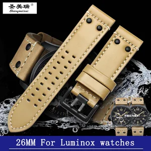 Кожаный ремешок shengmeirui 26 мм для часов Luminox 192219241942194419251922.bo 1942.M 19211927, аксессуары для военных часов
