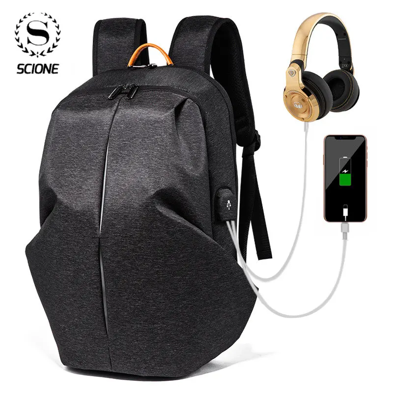 

Scione Brand Enlarge Backpack USB External Charge Laptop Backpack Shoulders Men Anti-theft Waterproof Travel Backpack