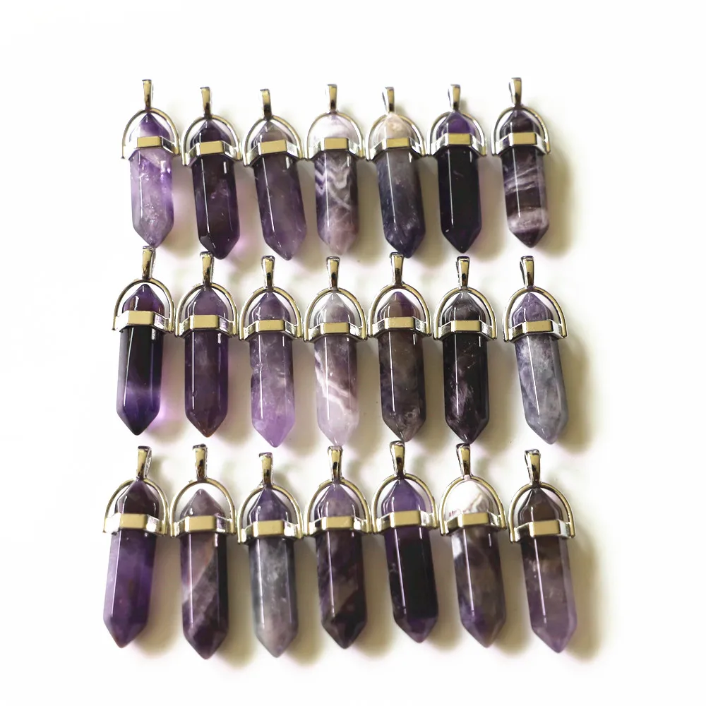 

Fahsion bestselling Natural stone Charms Hexagonal healing Reiki Point pendants for jewelry making 25pcs/lot Wholesale free