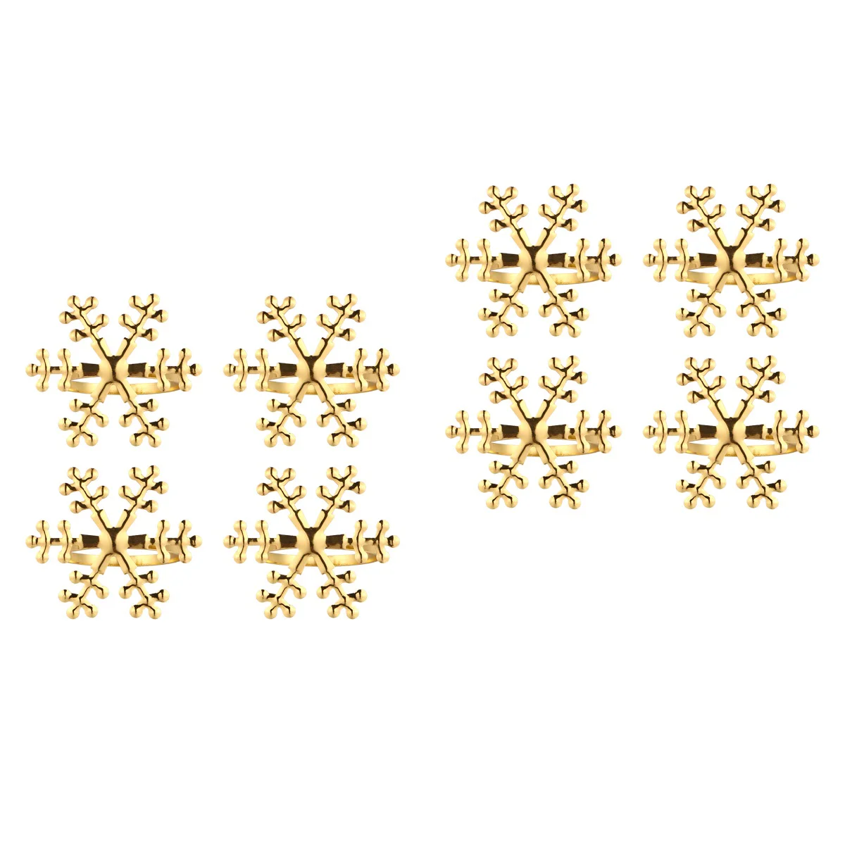 

8 pcs Christmas Snowflake Shape Napkin Rings Napkin Holders for Home (Golden)