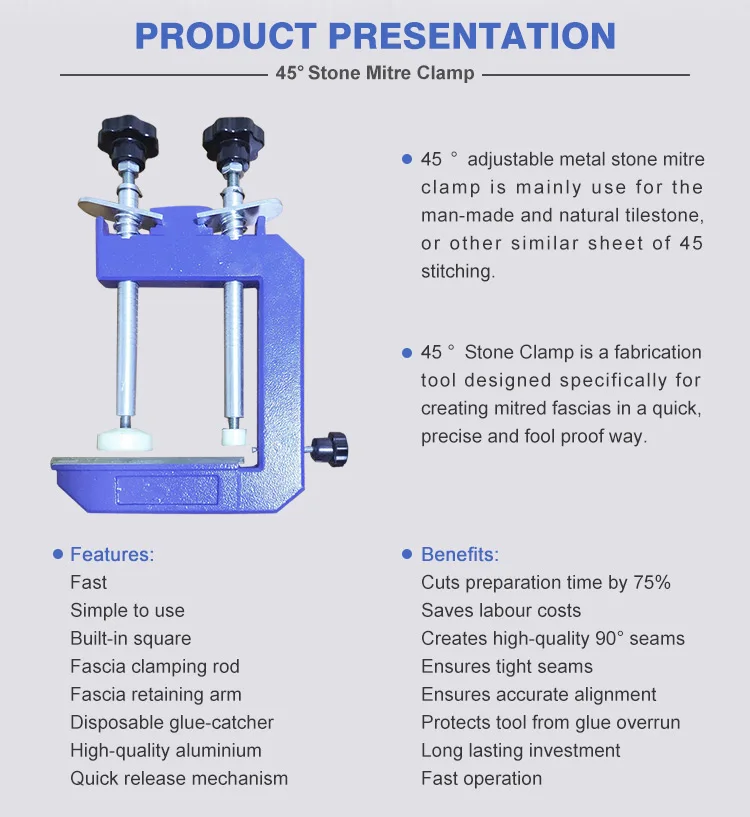 Соединительные зажимы 45 градусов для верстака столешницы гранитный мраморный
