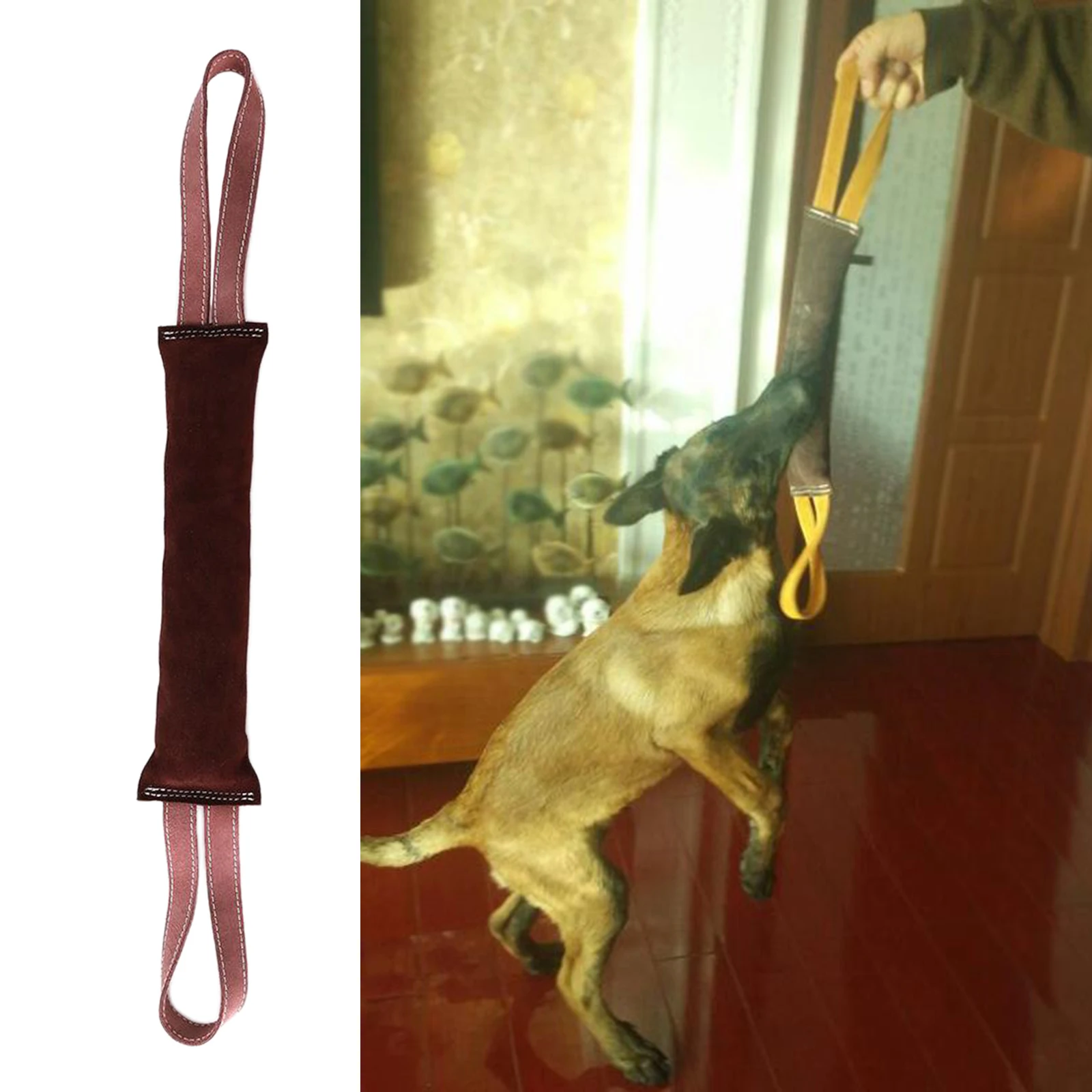 

Bite Tug Toy with 2 Strong Handles, Durable & Tear-Resistant Leather Fabric, for