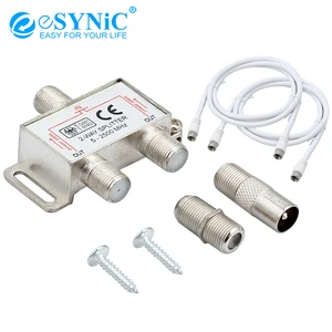 esynic 2 way f type coax cable splitter 2500mhz aerial tv catv broadband connector for virgin media satellite receiver free global shipping