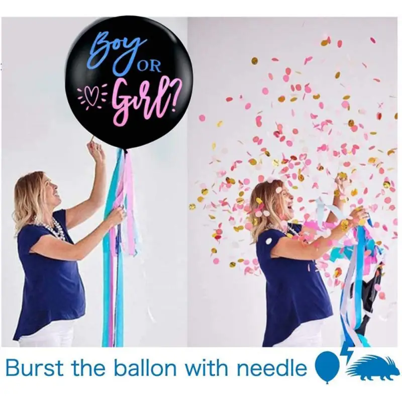 

1 Set Giant Boy Or Girl Gender Reveal Black Latex Balloon Baby Shower Confetti Ballons Birthday Gender Reveal Party Decoration