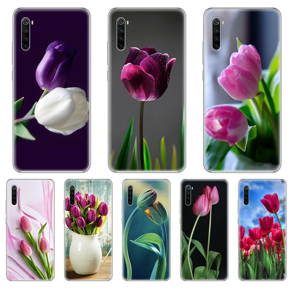 Красивый прозрачный чехол из ТПУ с изображением цветов гвоздики Etui для телефона