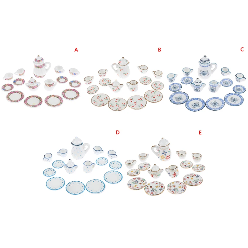 Миниатюрный фарфоровый чайный набор с чашками 1:12 китайский цветок посуда