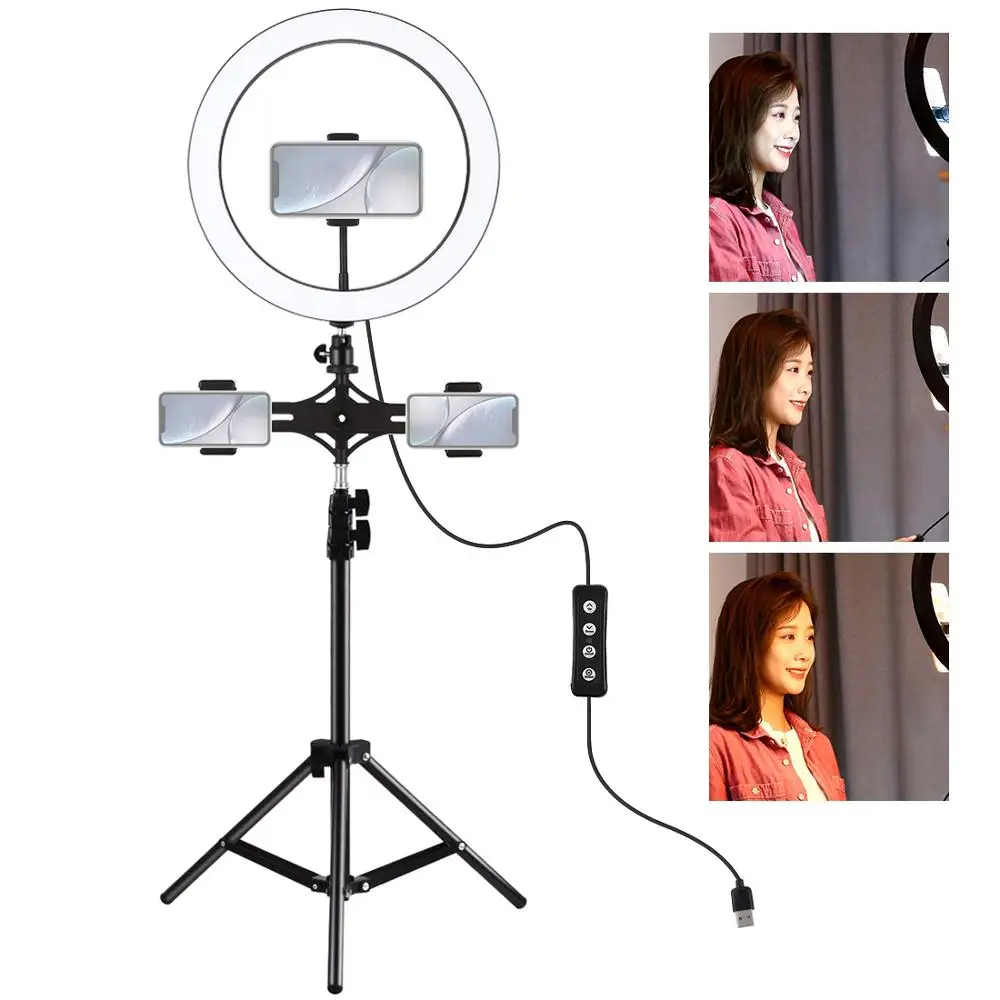 

PULUZ 11.8 Inch LED Selfie Ring Light &1.1m Light Stand &Cell Phone Holder For Photo Studio YouTube Vlogging Video Shooting