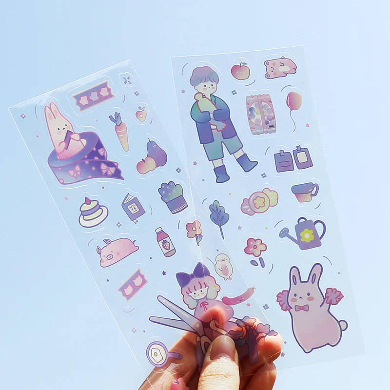 

12packs/LOT rainbow girl series Creative decoration DIY PVC stickers