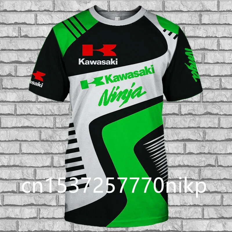 Мужская футболка с 3d рисунком Kawasaki Ninja Повседневная круглым вырезом и коротким