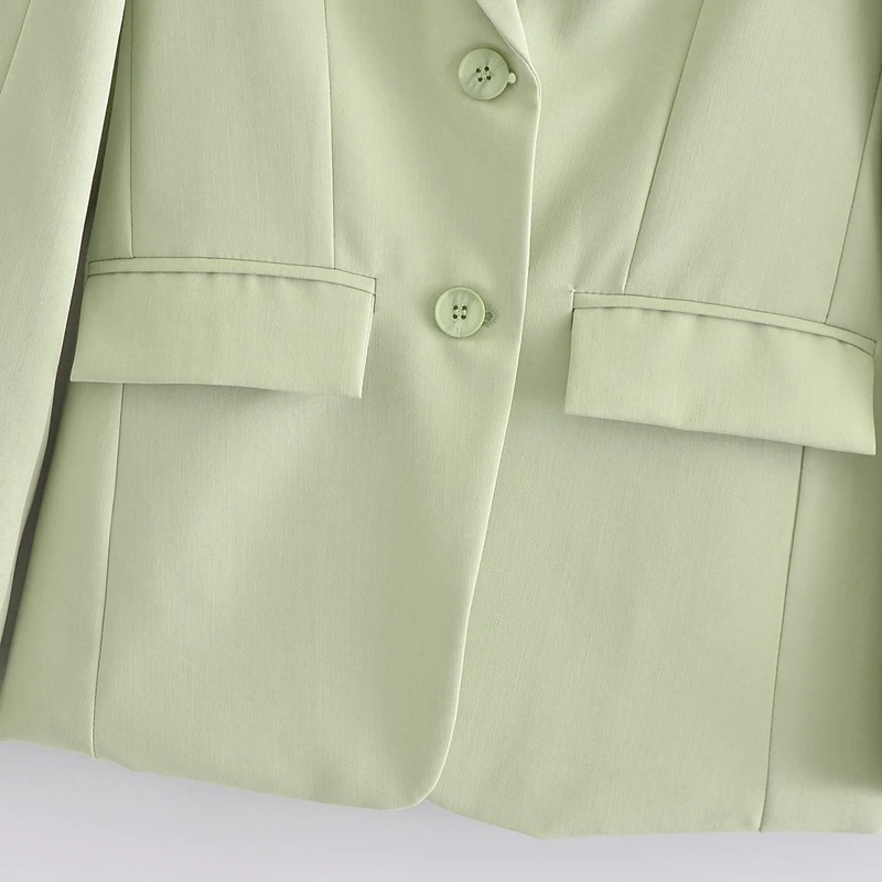 

KBAT 2021 Fashion Women Vintage Green Blazer Female Long Sleeve Elegant Blazer Casual Slimming All-match blouse