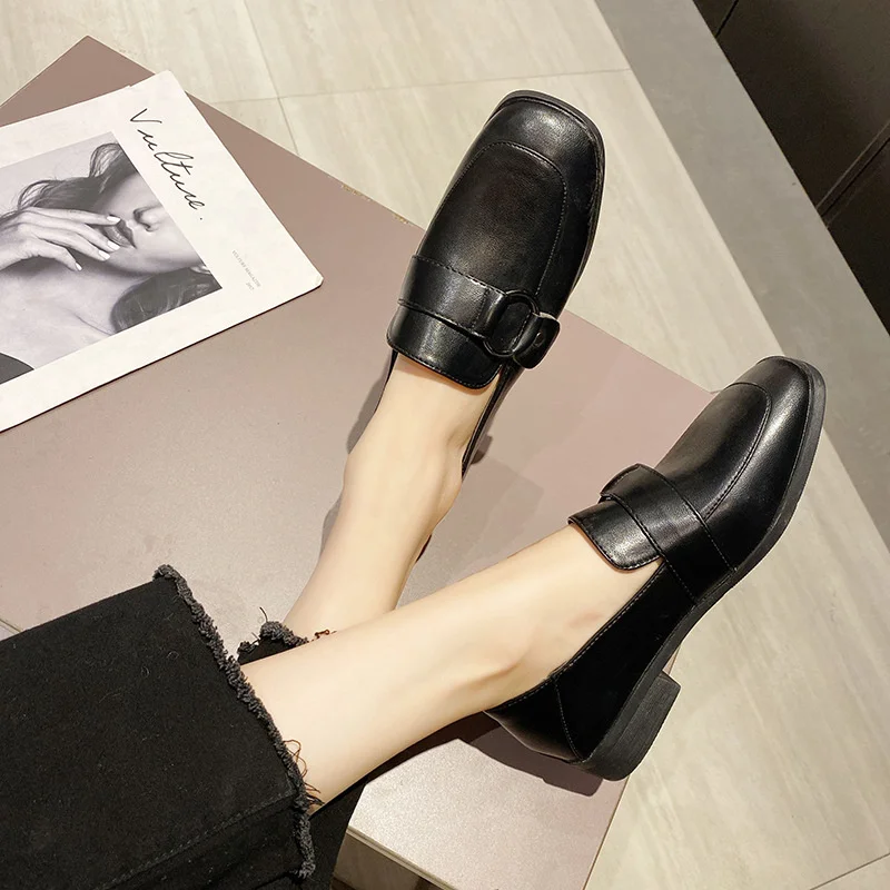 

Туфли-оксфорды женские классические, деловая рабочая обувь, плоская подошва, без застежки, Ретро стиль, искусственная кожа, свадебные лофер...