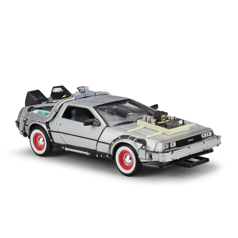 

1:24 Welly DMC-12 DeLorean Time Machine Back to the Future Car Static Die Cast Vehicles Collectible Model Car Toys Boy Gifts Fre