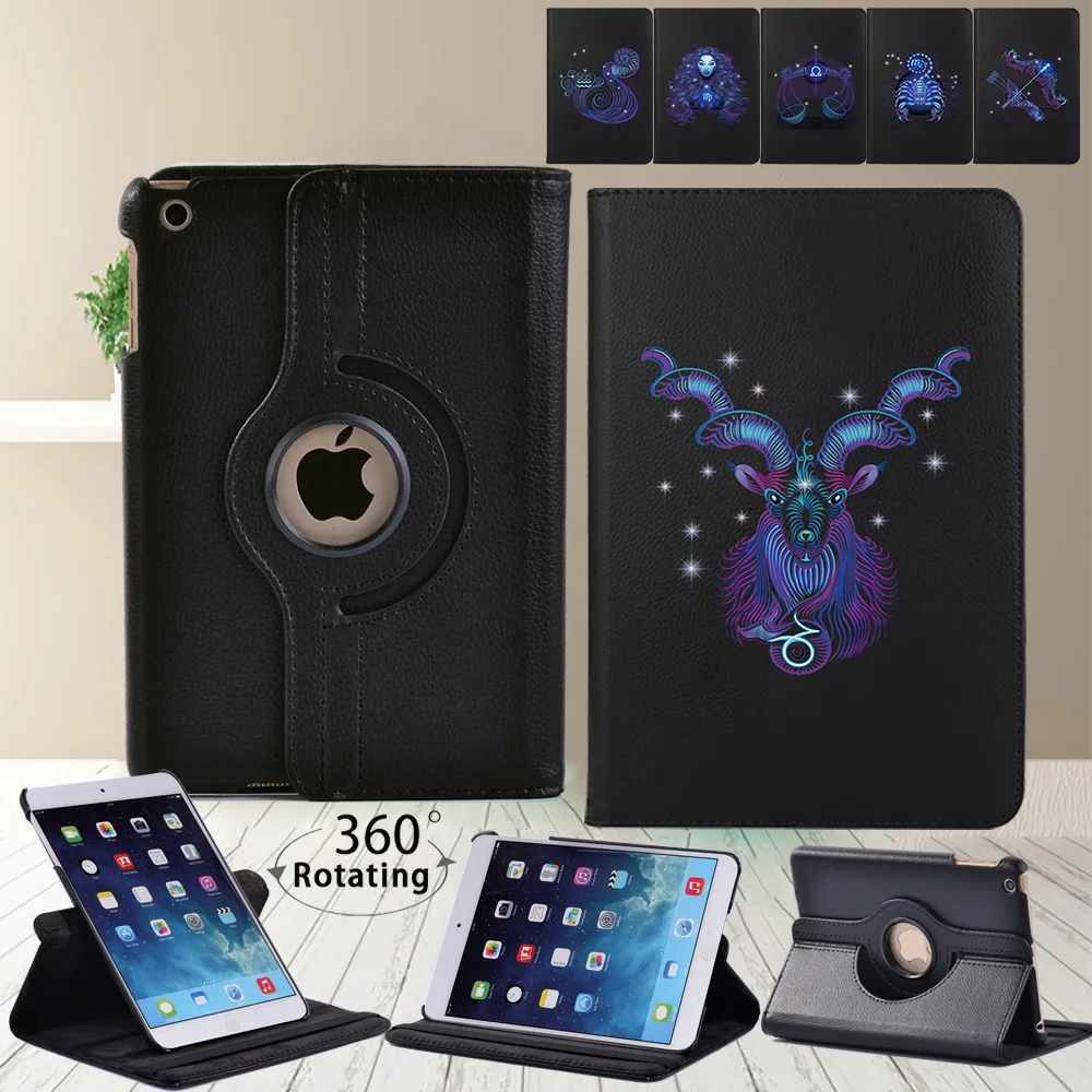 

360 Rotating Tablet Case for Apple Ipad Mini 4 5/ipad 2 3 4/IPad (5th/6th/7th/8th Gen) Anti-Dust Zodiac Pattern Flip Cover Case