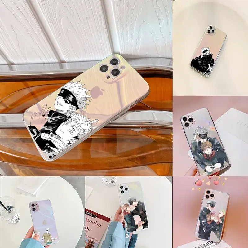 

Japan Anime Jujutsu Kaisen Phone Case for iPhone huawei P 7 8 9 11 12 10 30 40 S X XS XR MINI Pro Max Plus laser Transparent