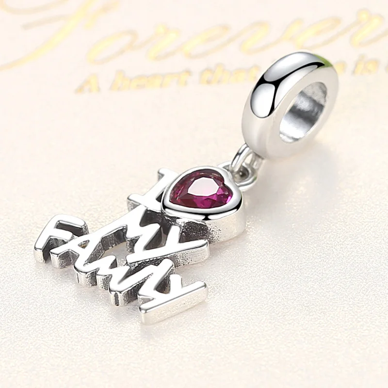 ELESHE подлинные серебряные бусины 925 пробы с надписью &quotЯ люблю мою Семья сердце