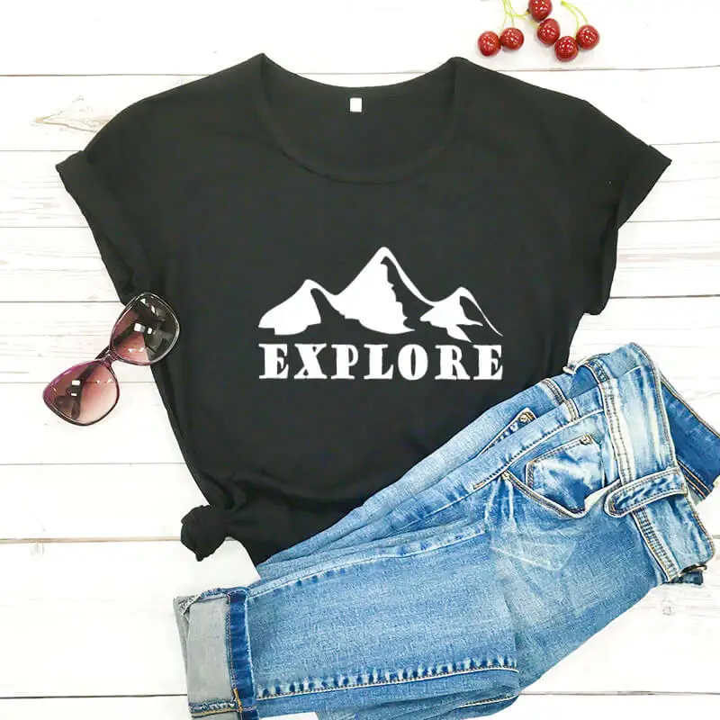 

Explore Shirt 2020 New Arrival Summer Casual 100%Cotton Funny T Shirt Mountain Shirts Adventure Shirt Family Travel Shirts