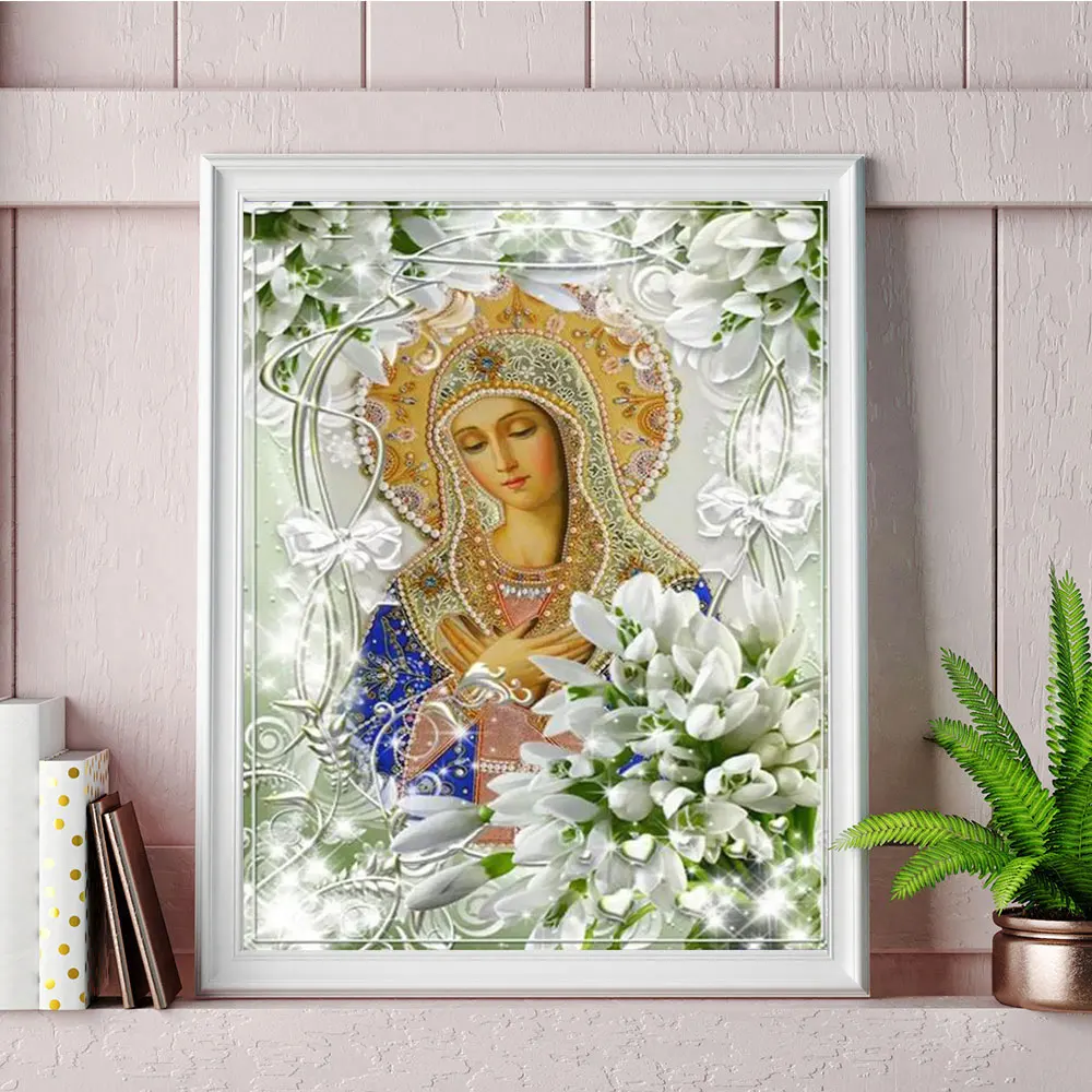 5D Diy Diamond Painting Virgin Mary Icon Embroidery Religion Full Square/round Mosaic Christian Cross Stitch Home Decor Art Gift | Дом и сад