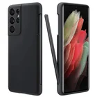 Чехол для Samsung Galaxy S21 Ultra 5G с держателем для ручки S (без ручки) Встроенный S-Pen слот для хранения Оригинальный жидкий силикон
