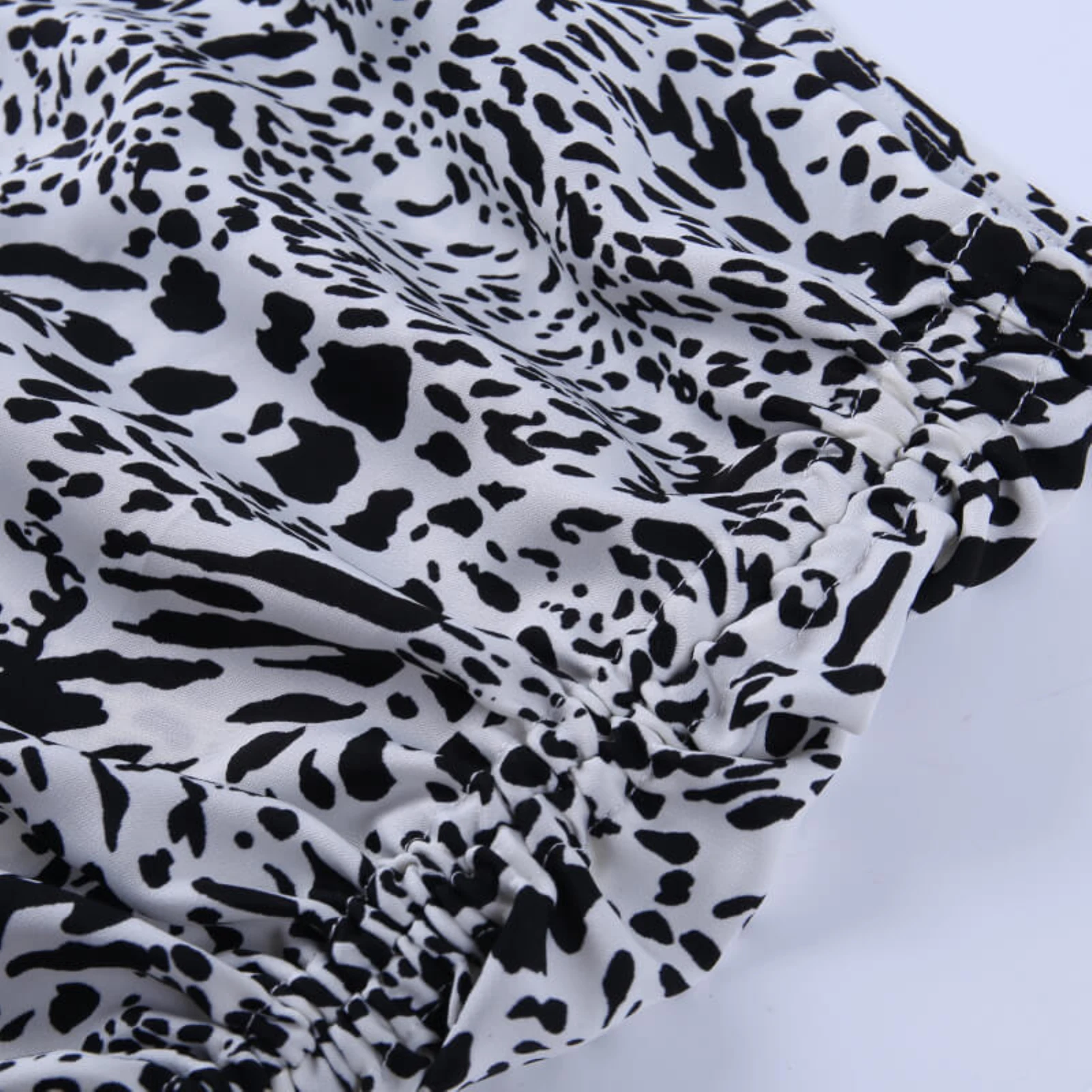 

Fashion Women Asymmetrical Ruffles High Waist Leopard Drawstring Mini Skirt