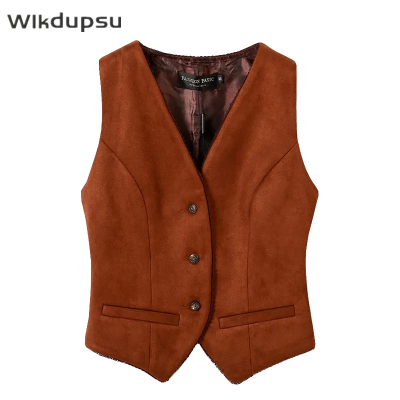 

2021 New Autumn Winter Waistcoat Jacket For Women Fashion Vintage Slim Fit Cotton Wool High Quality Sleeveless Vest Outwear Tops