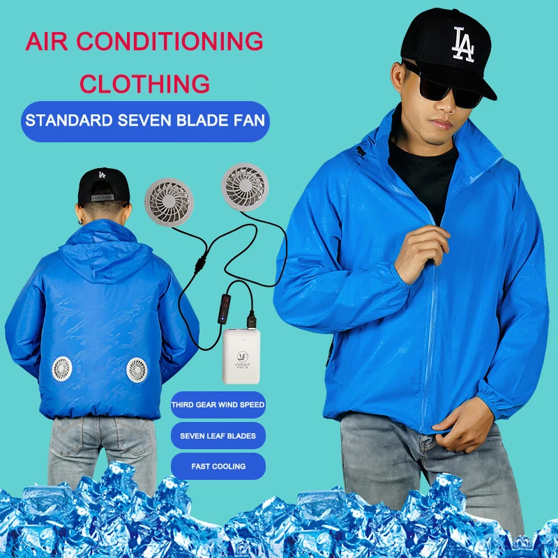 

Summer Fan Cooling Jacket Men Women Air Conditioning Cool Coat Outdoor Sun Protection Vest USB Charging Waistcoat