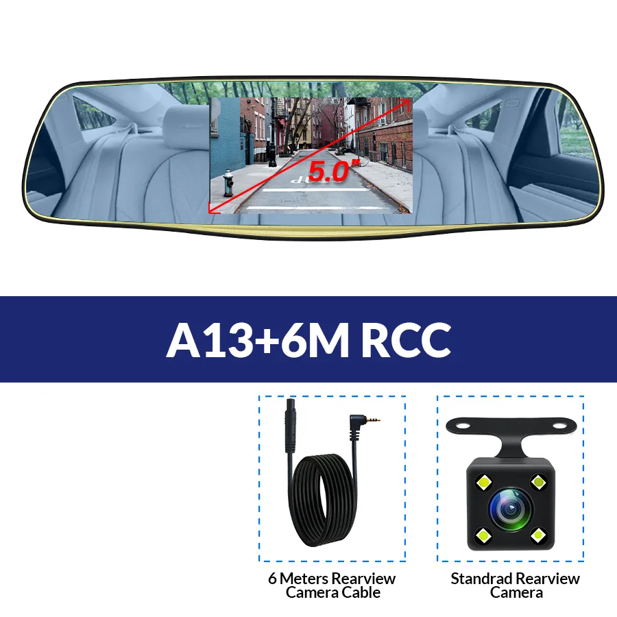 A13-6M RCC E-ACE A08/A13 Автомобильный видеорегистратор зеркальная камера видеорегистратор с двумя объективами с камерой заднего вида FHD Авто регистратор Автомобильная камера Dashcam - Название цвета: A13-6M RCC