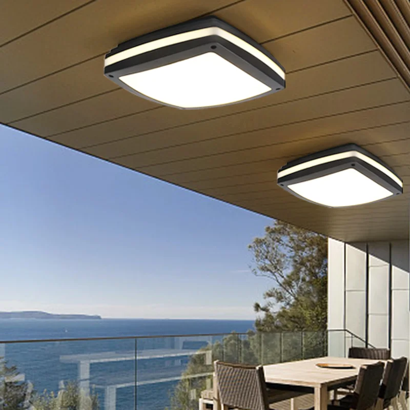 

Balcony ceiling lamp for bathroom Waterproof IP65 garden Porch Square light With 2 ceiling lights for outside Bulbs 110V 220V