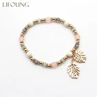 Браслет женский, разноцветный, с листьями из кристаллов, эластичный, 2021, 202157