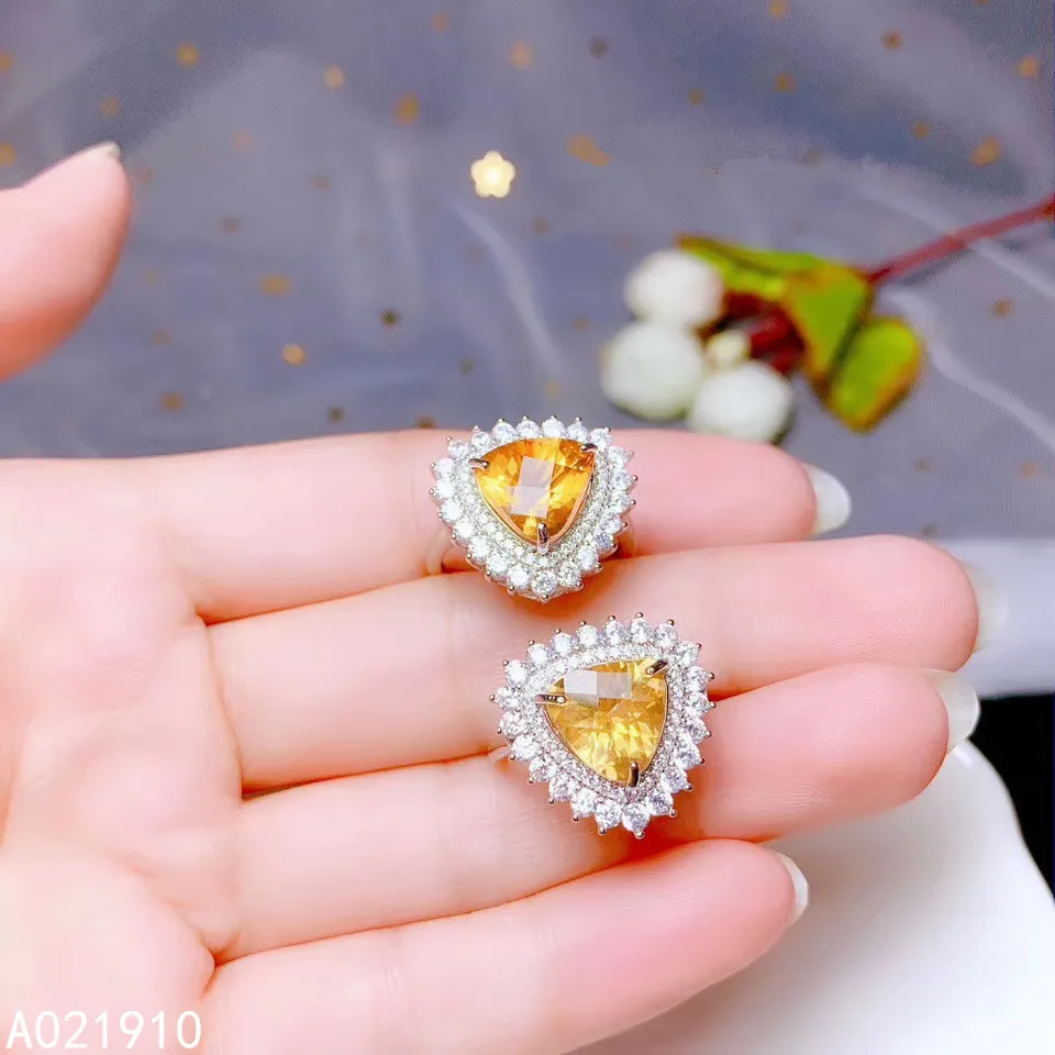 

KJJEAXCMY boutique jewelry 925 sterling silver inlaid Citrine gemstone beautiful ring luxurious fine