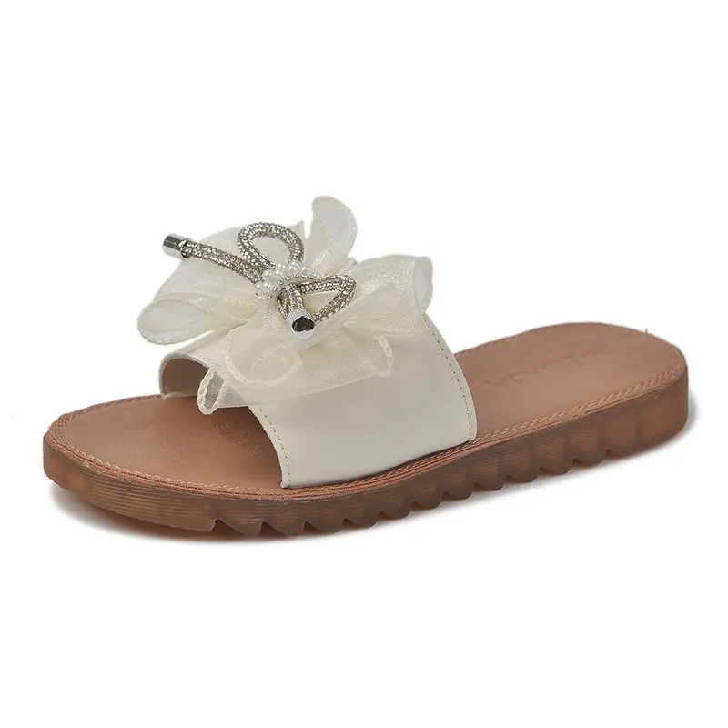 

Butterfly-Knot Flat Shoes Female Ladies' Slippers Summer Clogs Woman Pantofle Luxury Slides Low Soft Beach 2021 Rubber Designer
