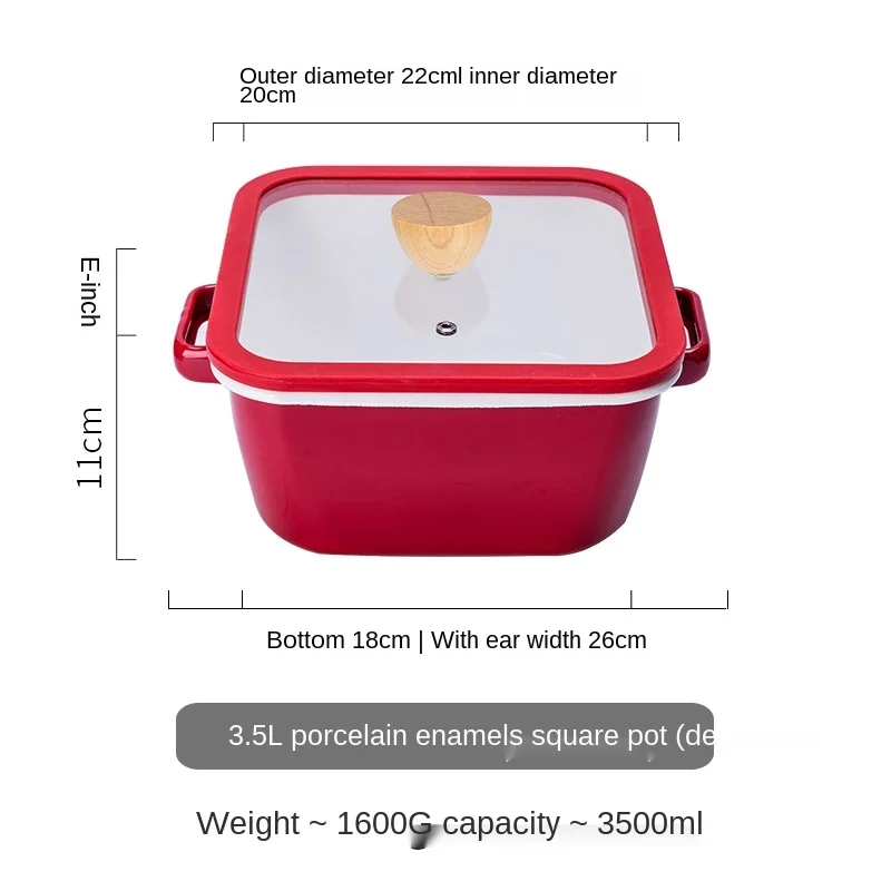 

Soup Pot Thickened Red Braised Hot Pot Household Gas Induction Cooker Special Use Binaural Stew Pot Enamel Pan