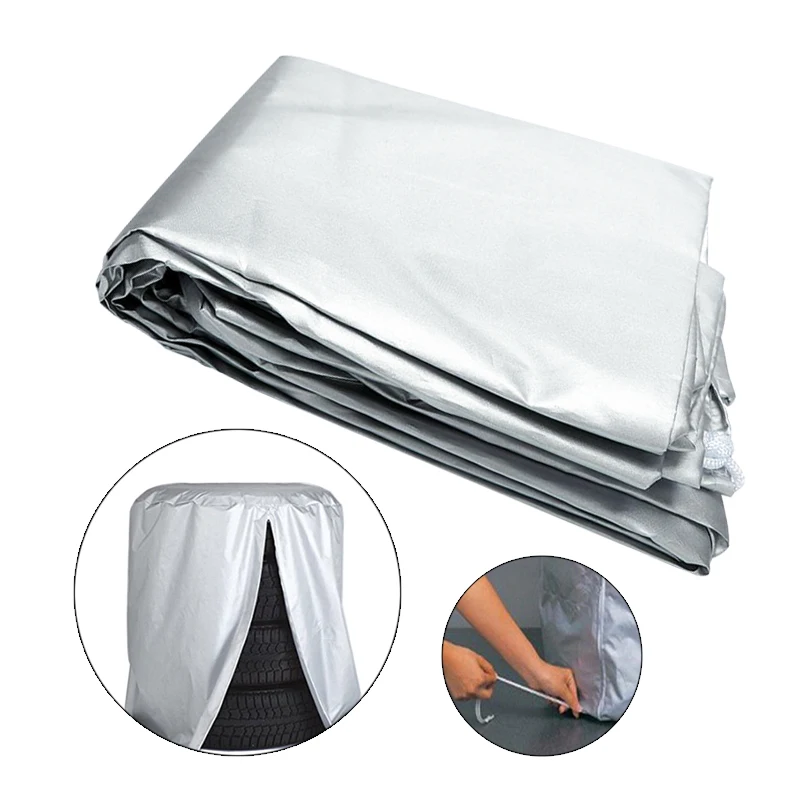 

Car Tire Cover 4 Wheels Spare Tire Covers Silver Tyre Accessories For Winter Summer Polyester Tires Protector Storag Bags