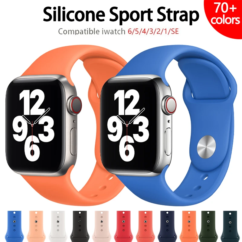 

Silicone Strap For Apple Watch Band 44mm 40mm 38mm 45mm 41mm Smartwatch Rubber Belt Bracelet iWatch Serie 7 SE 5 3 4