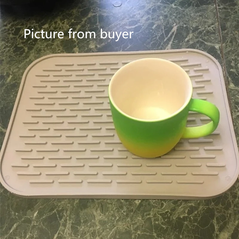 

Silicone Dish Drying Mat Drain rack Kitchen Flume Soft Rubber Draining Pad Non-Slip Tray Heat Insulation Dishes Protector Mat