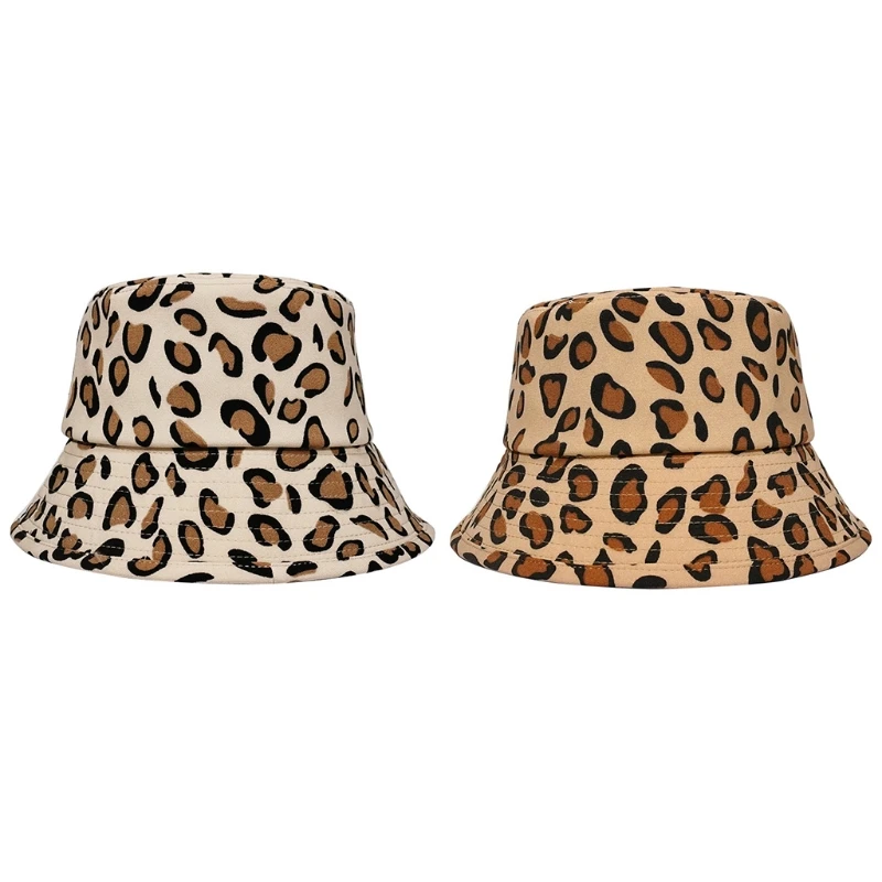 

Панама с леопардовым принтом в стиле унисекс, винтажная хлопковая модная кепка с широкими полями и принтом животных, для защиты от солнца, л...