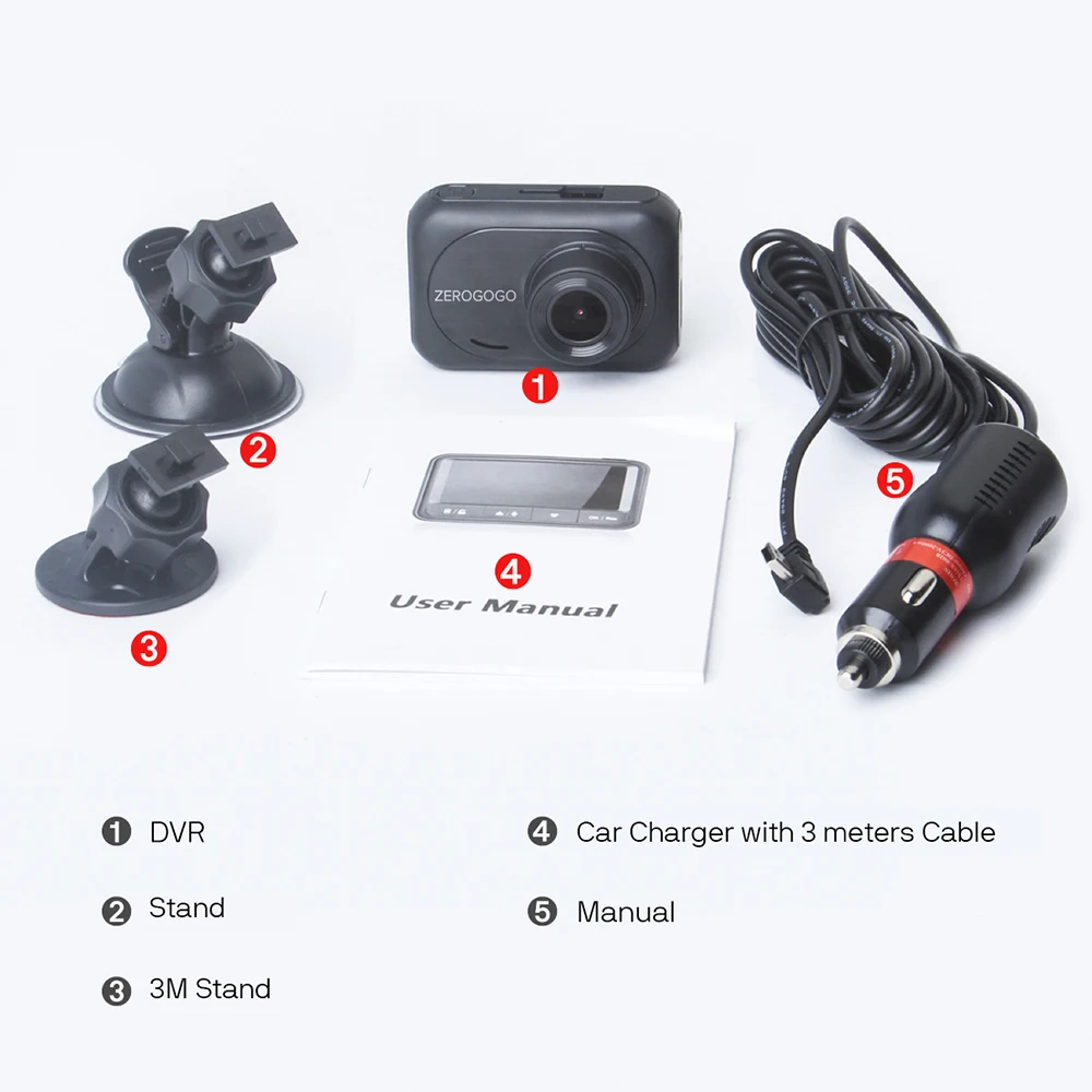 ZEROGOGO Автомобильный видеорегистратор Мини Full HD 1080P с углом обзора 170 градусов NOVATEK