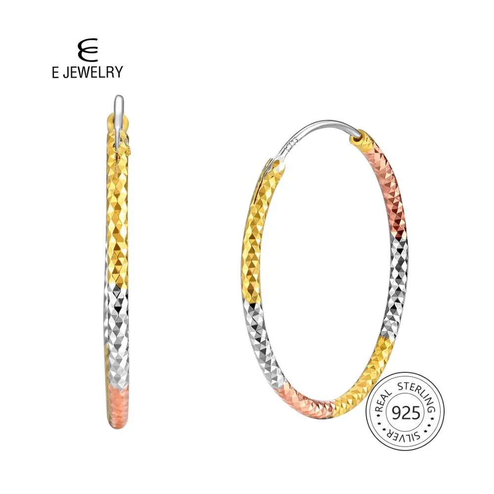 E Jewelry серьги-кольца из стерлингового серебра 925 пробы для женщин 18 К покрытые