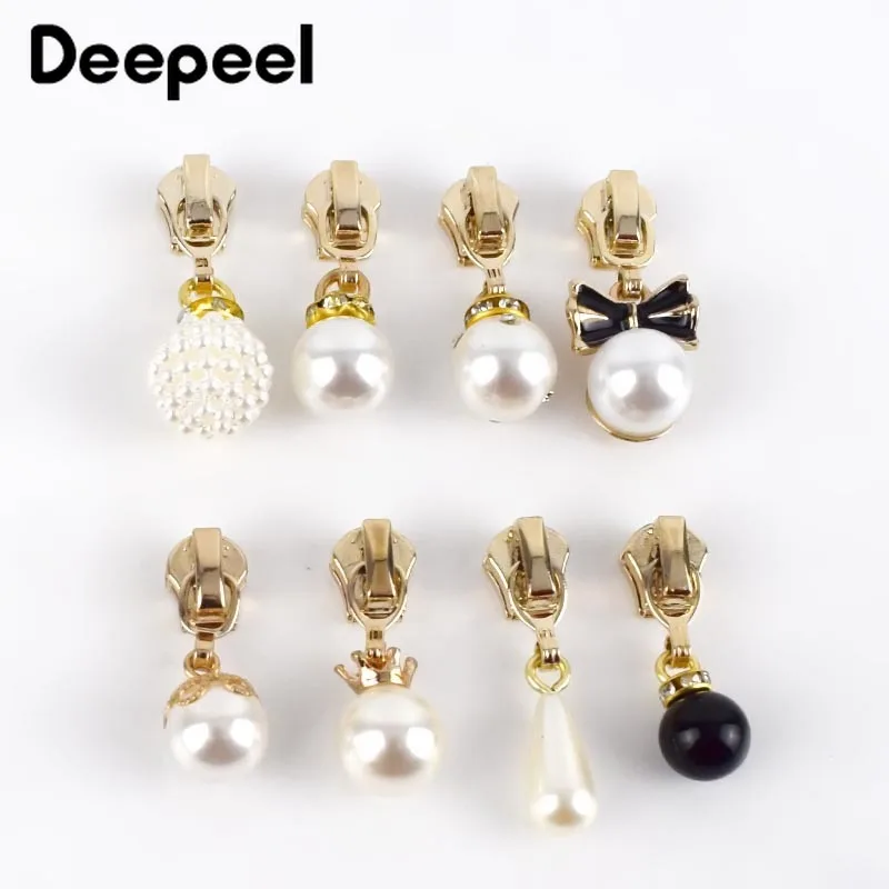 

5/10pcs 3# Pearl Puller Metal Zipper Sliders for Metal Zippers DIY Bag Costume Decoration Zip Slider Head Sewing Accessories