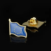 european union patriotism badge gold plated waving flag lapel pin brooch wear on suits travel bags diy accessories