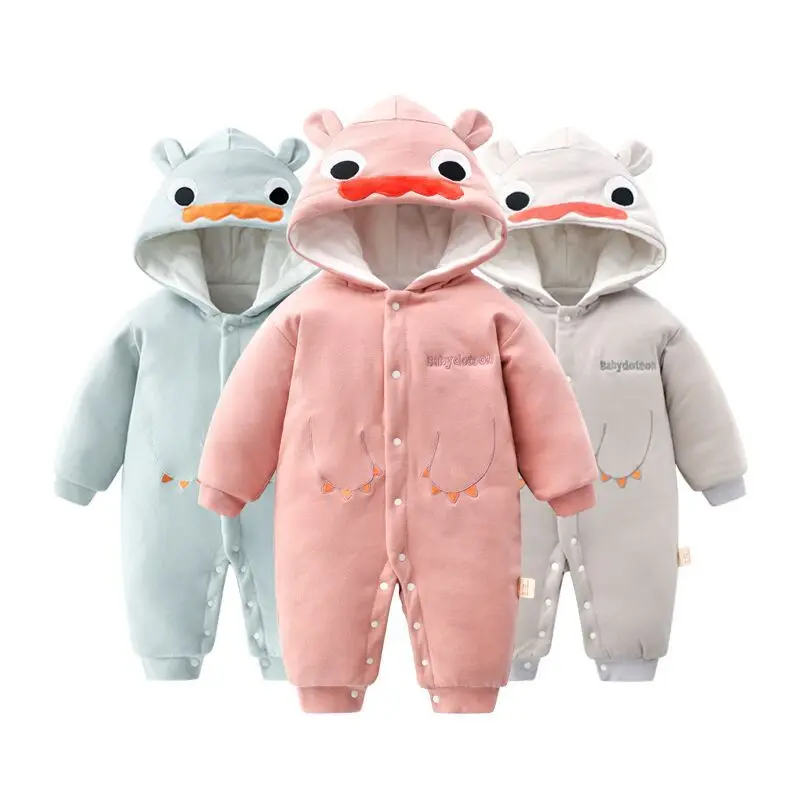 

Cute Baby Boys Girls Cartoon Ear Hooded Rompers Newborn Cotton Warm Thicken Cotton Jumpsuits for Children Clothes