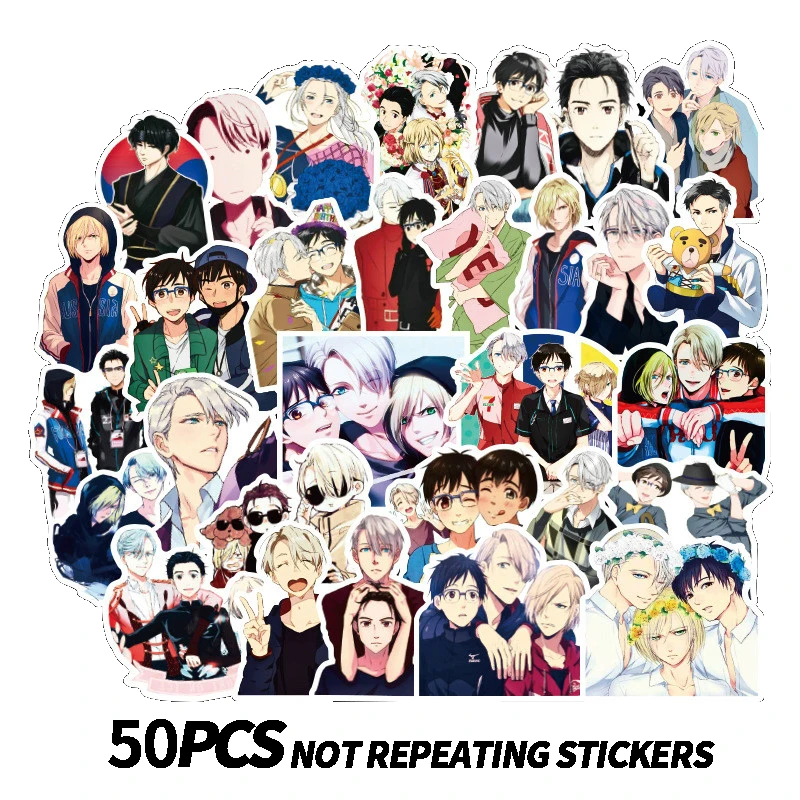 

50Pcs/Pack Yuri on The Ice Sticker Graffiti Stickers Anime Sticker for Motorcycle Luggage Laptop Bicycle Skateboard Decals Toys